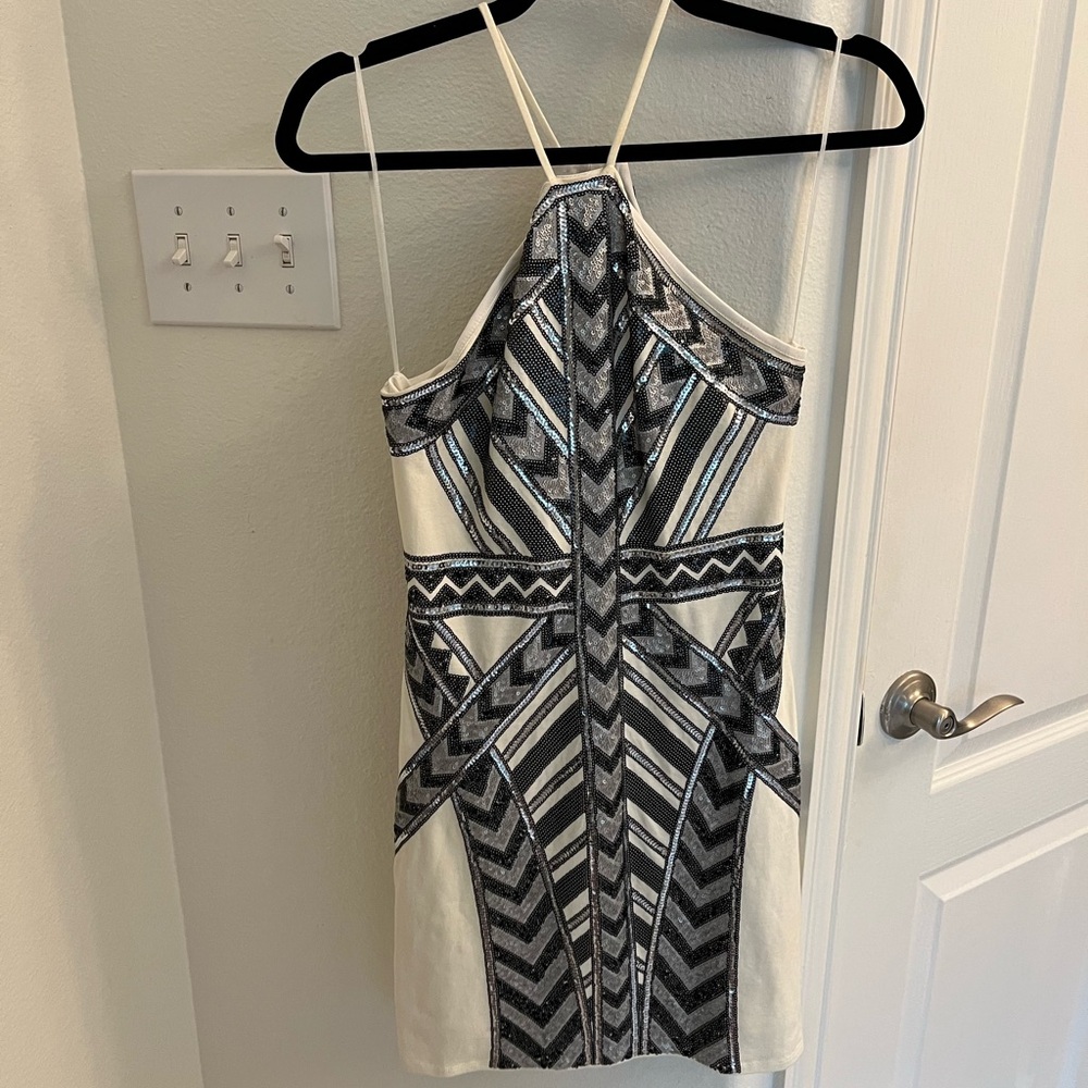 Express Black and White Geometric Mini Dress